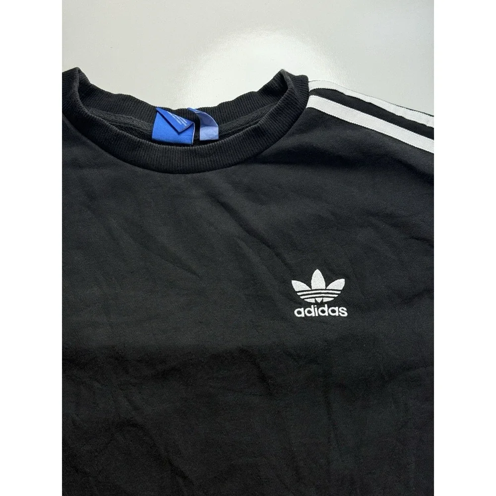 Adidas Essentials‎ 3-Stripes Crewneck Sweatshirt in Black Size Medium